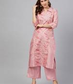 Pink printed art silk kurtas-and-kurtis