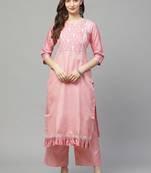 Pink printed art silk kurtas-and-kurtis