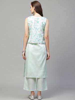Green printed art silk kurtas-and-kurtis 2