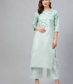 Green printed art silk kurtas-and-kurtis