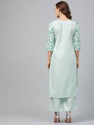Green printed art silk kurtas-and-kurtis 2