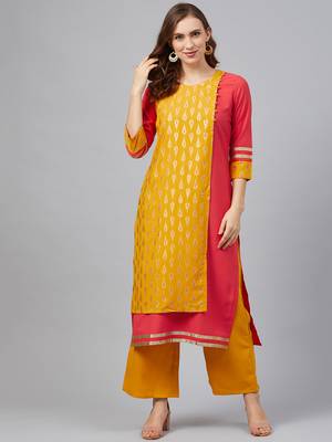 Coral printed rayon kurtas-and-kurtis 1
