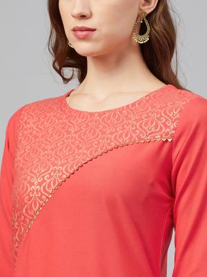 Coral printed rayon kurtas-and-kurtis 4
