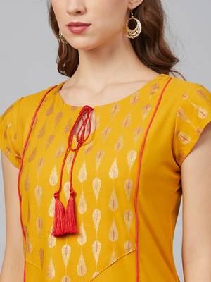 Mustard printed rayon kurtas-and-kurtis 4