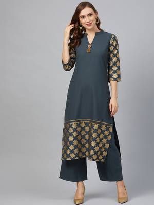 Grey printed rayon kurtas-and-kurtis 1
