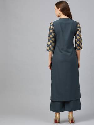 Grey printed rayon kurtas-and-kurtis 2
