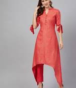 Coral printed rayon kurtas-and-kurtis
