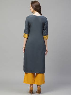 Grey printed rayon kurtas-and-kurtis 2