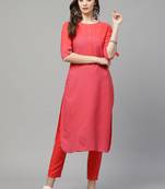 Coral printed rayon kurtas-and-kurtis