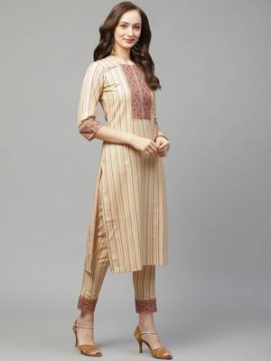 Cream printed rayon kurtas-and-kurtis 3
