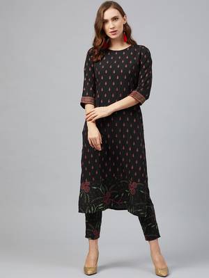 Black printed crepe kurtas-and-kurtis 1