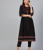 Black printed crepe kurtas-and-kurtis