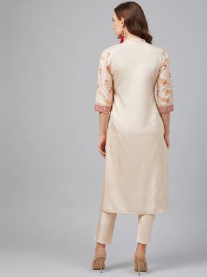 Cream printed art silk kurtas-and-kurtis 2