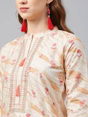 Cream printed art silk kurtas-and-kurtis 4