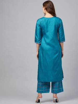Blue printed art silk kurtas-and-kurtis 2