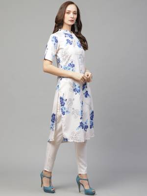 Off-white printed rayon kurtas-and-kurtis 3