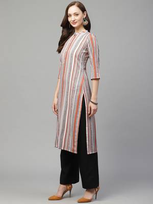 Beige printed rayon kurtas-and-kurtis 4