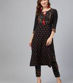Black printed crepe kurtas-and-kurtis