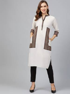 Cream printed rayon kurtas-and-kurtis 1