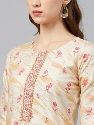 Cream printed art silk kurtas-and-kurtis 4