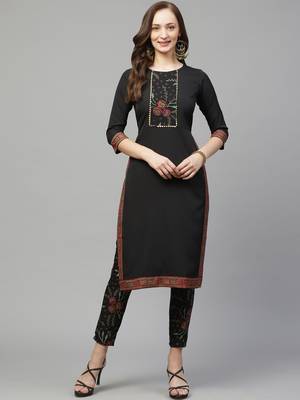 Black printed crepe kurtas-and-kurtis 1