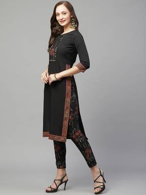 Black printed crepe kurtas-and-kurtis 4