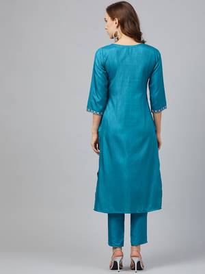 Blue printed art silk kurtas-and-kurtis 2