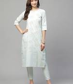 Green printed art silk kurtas-and-kurtis