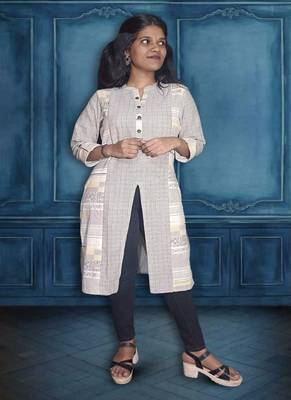 Ladies Pure Cotton Kurti In Cut and Stitch With Front Tabla  1