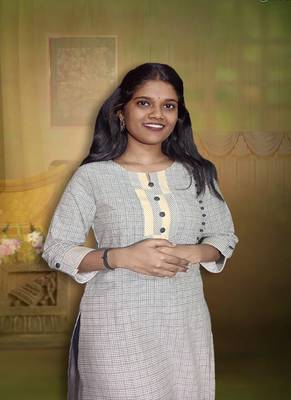 Gray Checks Ladies Kurti With Side Slit And Kalli Button 4