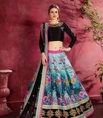 Black embroidered silk semi stitched lehenga