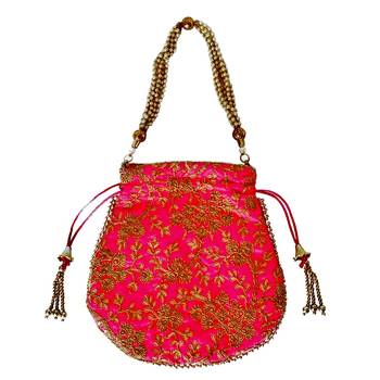 Ethnic Style Designer Partywear Clutch Bag for Women (Pink) 2