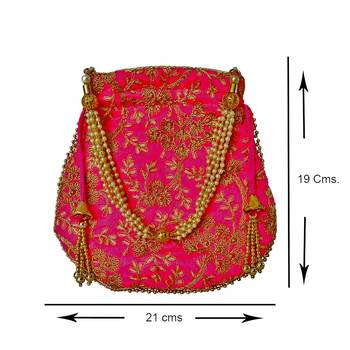 Ethnic Style Designer Partywear Clutch Bag for Women (Pink) 4