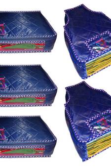 atorakushon   Parachute Combo Saree Cover and Blouse Cover Garments Wardrobe Organizer Set of 5 (Blue)