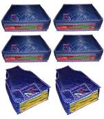 atorakushon   Parachute Combo Saree Cover and Blouse Cover Garments Wardrobe Organizer Set of 6 (Blue)