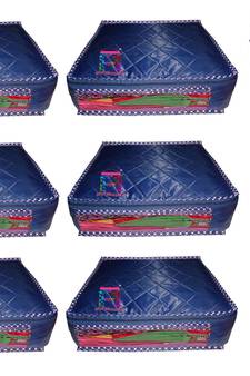 atorakushon   Parachute Combo Saree Cover and Blouse Cover Garments Wardrobe Organizer Set of 9 (Blue)