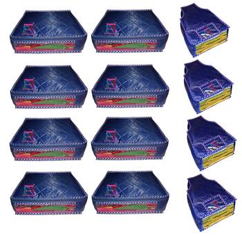 atorakushon   Parachute Combo Saree Cover and Blouse Cover Garments Wardrobe Organizer Set of 12 (Blue) 1