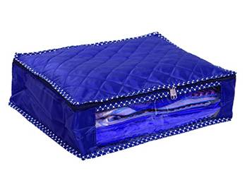 atorakushon   Parachute Combo Saree Cover and Blouse Cover Garments Wardrobe Organizer Set of 12 (Blue) 4