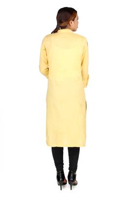Yellow plain cotton kurtas-and-kurtis 4