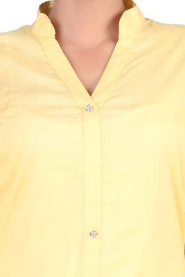 Yellow plain cotton kurtas-and-kurtis 5