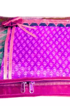 Atorakushon 1 Piece satin-sarees Blouse Cover Wardrobe Cloth Bag Garments Cover Travel Organizer Wedding Gift Pink