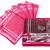 Atorakushon 6Piece Satin  Saree Blouse Cover Wardrobe Cloth Bag Garments Cover Travel Organizer Wedding Gift Pink