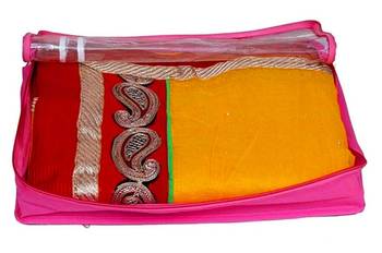 Atorakushon 10Piece Satin Saree Blouse Cover Wardrobe Cloth Bag Garments Cover Travel Organizer Wedding Gift Pink 2