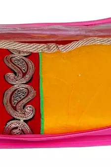 Atorakushon 10Piece Satin Saree Blouse Cover Wardrobe Cloth Bag Garments Cover Travel Organizer Wedding Gift Pink