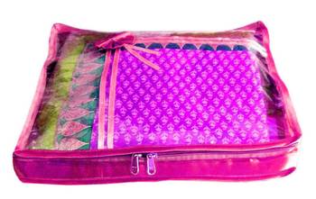 Atorakushon 10Piece Satin Saree Blouse Cover Wardrobe Cloth Bag Garments Cover Travel Organizer Wedding Gift Pink 4