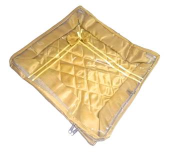Atorakushon 3Piece Satin  Saree Blouse Cover Wardrobe Cloth Bag Garments Cover Travel Organizer Wedding Gift Gold 2