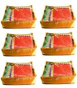 Atorakushon 6Piece Satin  Saree Blouse Cover Wardrobe Cloth Bag Garments Cover Travel Organizer Wedding Gift Gold