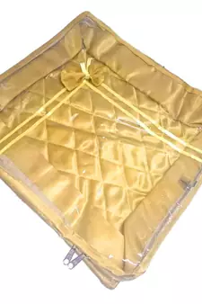 Atorakushon 6Piece Satin  Saree Blouse Cover Wardrobe Cloth Bag Garments Cover Travel Organizer Wedding Gift Gold