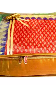 Atorakushon 6Piece Satin  Saree Blouse Cover Wardrobe Cloth Bag Garments Cover Travel Organizer Wedding Gift Gold