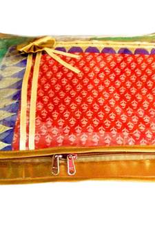 Atorakushon 1Piece Satin  Saree Blouse Cover Wardrobe Cloth Bag Garments Cover Travel Organizer Wedding Gift Gold